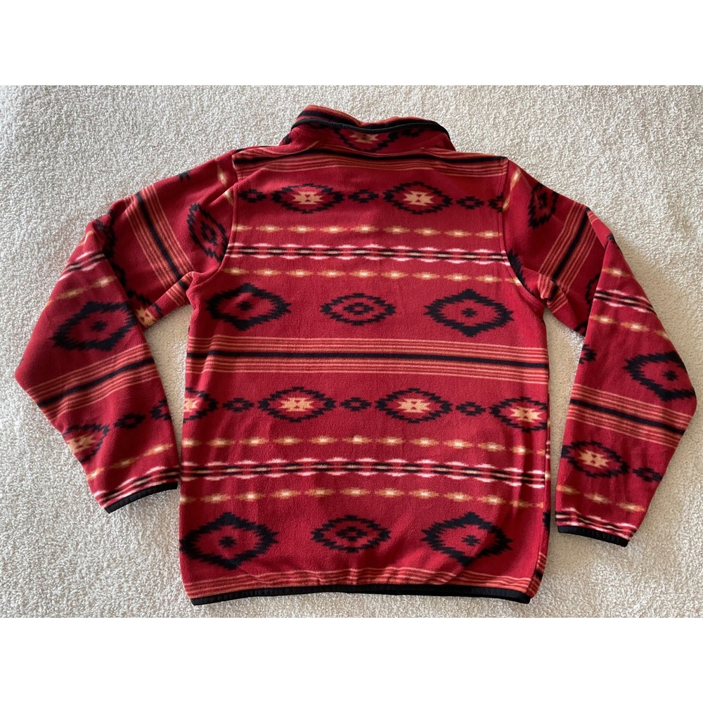 Cinch Red Aztec Southwestern Snap Neck Polar Fleece Pullover Jacket Size M - Picture 3 of 11